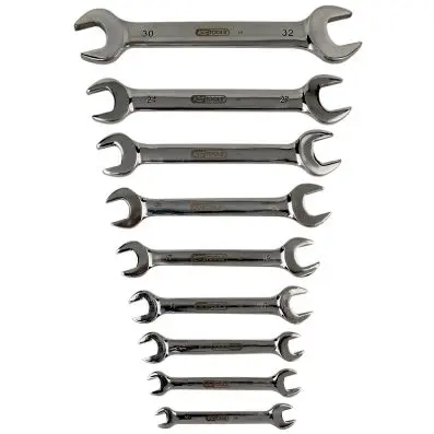 STAINLESS STEEL Open end spanner set, 9 pcs 