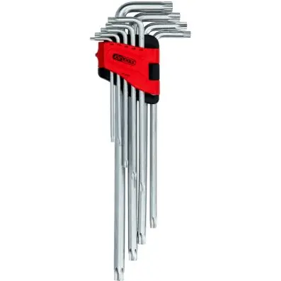 Torx key wrench set with bore, short, Xl , 9 pcs., TB10-TB50 
