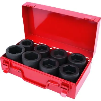 1" Hexagon impact socket set, short, 8 p cs 