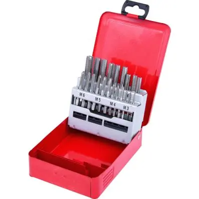 HSS hand drill tap set M, in metal case 21 pcsM3-M12 