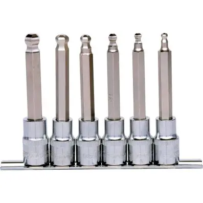 1/2" CHROMEplus Bit socket set hexagon, long, 6 pcs, 5-12mm 