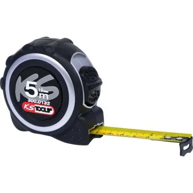 Tape measure with locking device and bel t clip, black grey, 5m, 19mm 