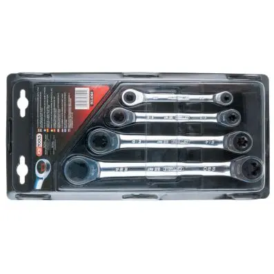 GEARplus Double ring ratchet spanner, 4 pcs, ETorx 