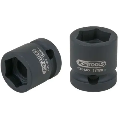 1/2" hexagon impact socket, extra short, 17.0 mm 