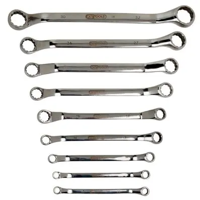 STAINLESS STEEL Ring spanner offset set, 9 pcs 