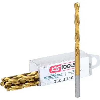 HSS TIN twist drill, pack of 10, 4mm 