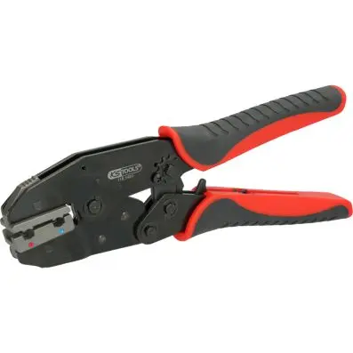 Crimp pliers for insulated angled flat p lug receptacles 