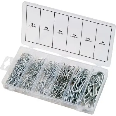 Spring split pins assortment, 1.8x33-3.9 x75, 150 pcs 