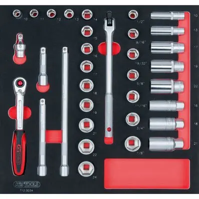 SCS Socket set, 3/8", 34 pcs, 2/3 system insert 