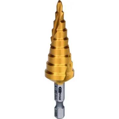 1/4" HSS TIN stepped hole cutter,Ø4-20mm , 9 steps 