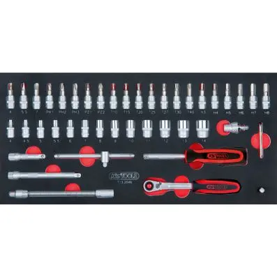 SCS 1/4" Socket set, 46 pcs, 1/3 system insert 