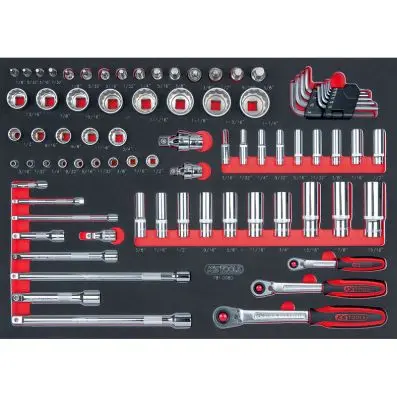 SCS CHROMEplus 1/4"+3/8"+1/2" Socket set , 80 pcs, 1/1 system insert 