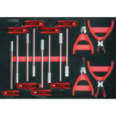 Circlip pliers and t-grip set, 12 pcs., 1/1 system insert 