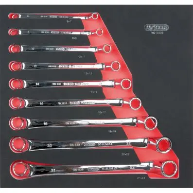 SCS CHROMEplus double ring spanner set, 9 pcs, 2/3 system insert 