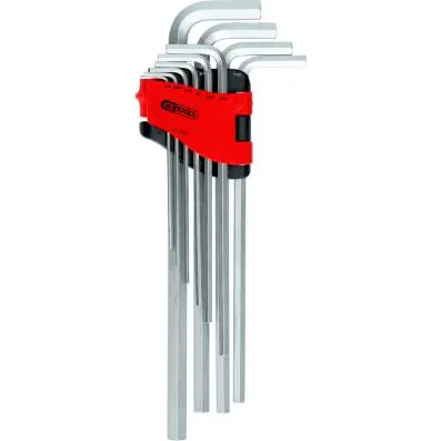 Hexagon key wrench set, extra long, 10 p cs., imperial 