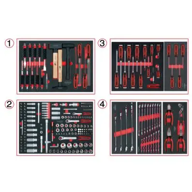 Set of universal system inserts for 4 dr awers with 241 premium tools 