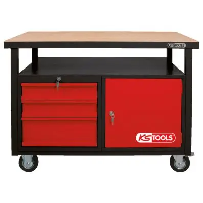 Mobile workbench with 3 drawers and 1 do or 