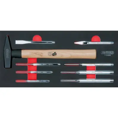 SCS chisel and hammer set, 9 pcs, 1/3 sy stem insert 