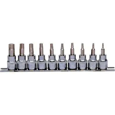 3/8" CHROMEplus Bit socket Torx, 10 pcs T10-T55 