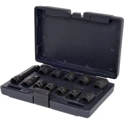 1/2" Hexagon impact socket set, 12 pcs, short 