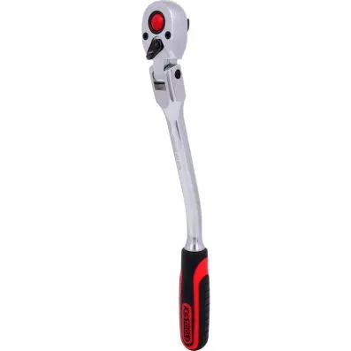 3/8" CHROMEplus Flexibel head reversible ratchet with cranked shaft, 72 teeth 