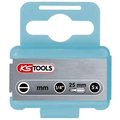 1/4" STAINLESS STEEL bit for slotted scr ews, 25mm, 5,5mm, pack of 5 