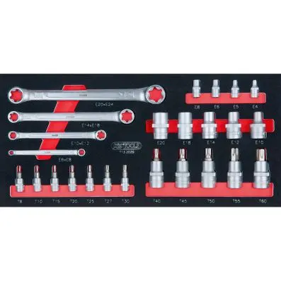 SCS Torx E-Profile tool set, 25 pcs, 1/3 system insert 