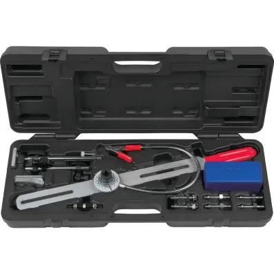 Dual mass flywheel inspection tool with angular degree disc and dial gauge, 21 p 