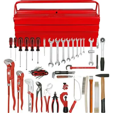 Plumbers basic kit, 34 pcs, metal box 