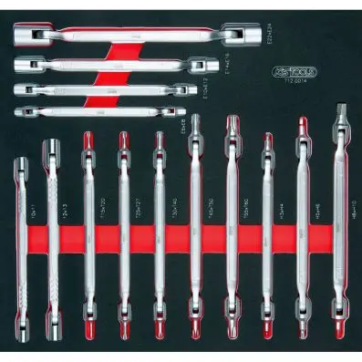 SCS Double swivel wrench set, 14 pcs, 2/ 3 system insert 