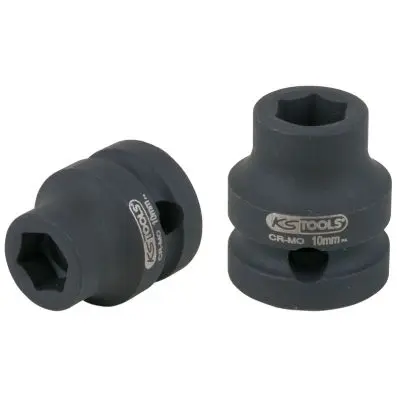 1/2" hexagon impact socket, extra short, 10.0 mm 