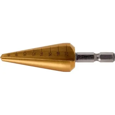 HSS TIN cone cutter, bit, Ø 5-20mm 