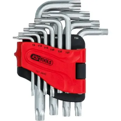 Torx key wrench set with bore, short, 10 pcs., TB8-TB50 