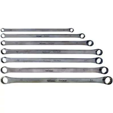 CHROMEplus Double ring spanner set, extr a long, 7 pcs 