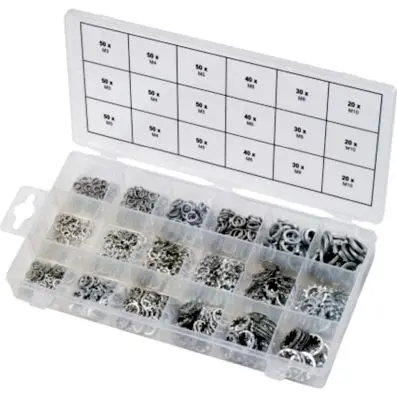 Toothed and standard washers assortment, M3-10, 720 pcs 