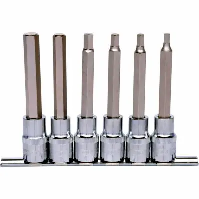 1/2" CHROMEplus Bit socket set hexagon, 6 pcs 5-12mm,long 