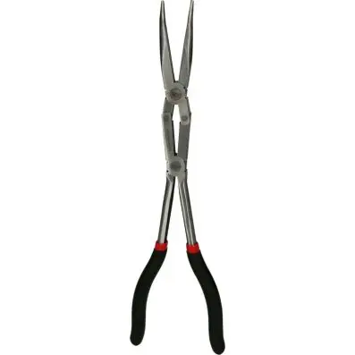 Double jointed long nosed pliers 45° cur ved, extra long 