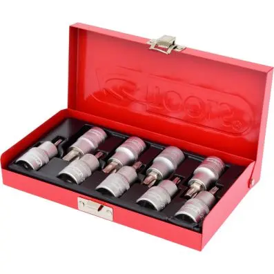 Torx bit socket set, 9 pcs, 1/2",T20-T60 
