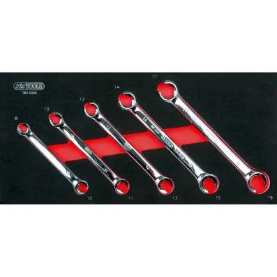 SCS CHROMEplus Open double ring spanner set, offset, 5 pcs, 1/3 system insert 