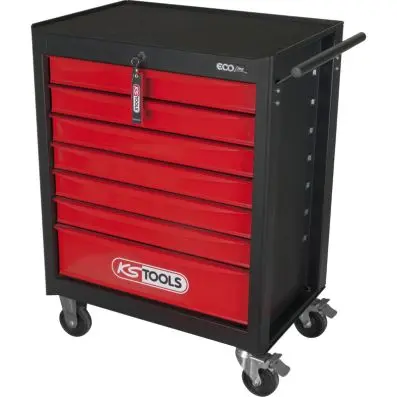 ECOline BLACK/RED tool cabinet with 7 dr awers 