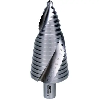 HSS stepped hole cutter, Ø 6-40mm, 16 st eps 