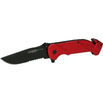 Clasp knife with lock and belt cutter 