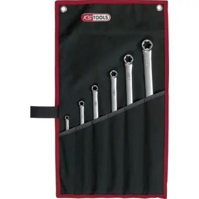 CHROMEplus Double ring spanner for Torx E-Profile, 6 pcs, extra long 