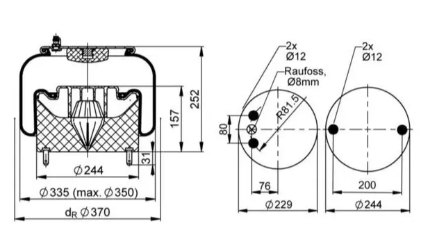 Luftbelg Scania plastic piston Contitech 
