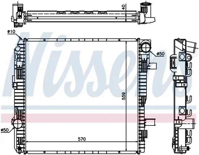 Radiator m/Ramme 570x559x40mm MB Atego Nissens 
