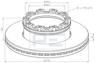 Bremseskive SAF 19,5" M/Polhjul PE Automotive