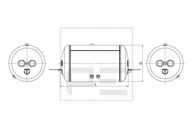 Trykklufttank med brakett 80L 396X743 Capacity [Litre] 80 PE Automotive 