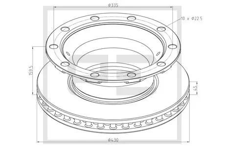 Bremseskive BPW SB4309/4345 TSB4309/4312 PE Automotive
