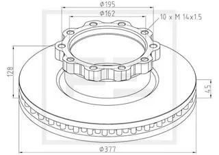 Brake disc Ø 377 PE Automotive