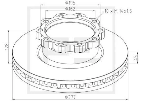 Brake disc Ø 377 PE Automotive 
